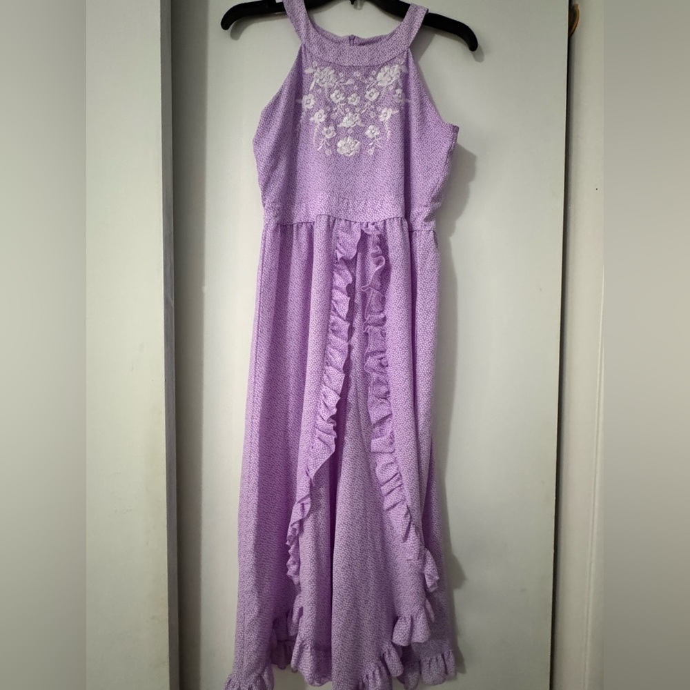 Beautees Lavender Dress with Floral Embroidery